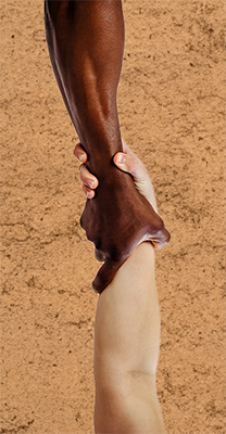 hand grabbing someone who is falling